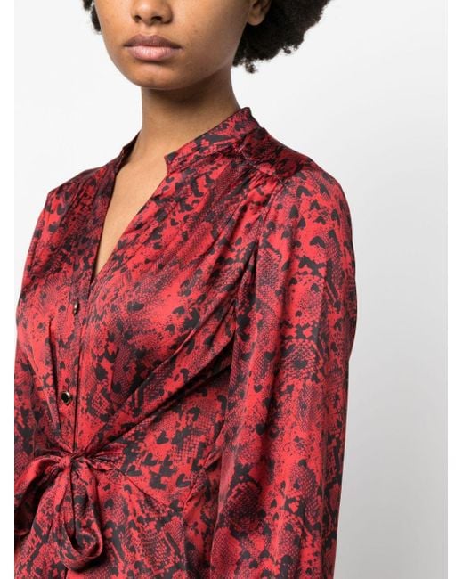 Liu Jo Snakeskin print Satin finish Dress in Red Lyst UK