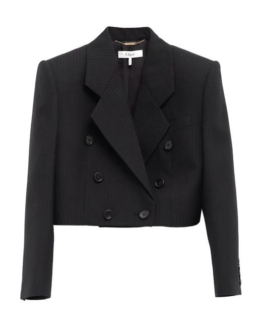 Chloé Black Spencer Striped Button Blazer