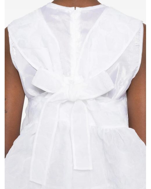 CECILIE BAHNSEN White Cora Peplum Top