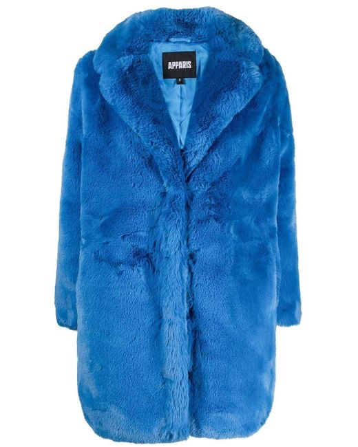 Apparis Faux-shearling Oversize Coat in Blue | Lyst