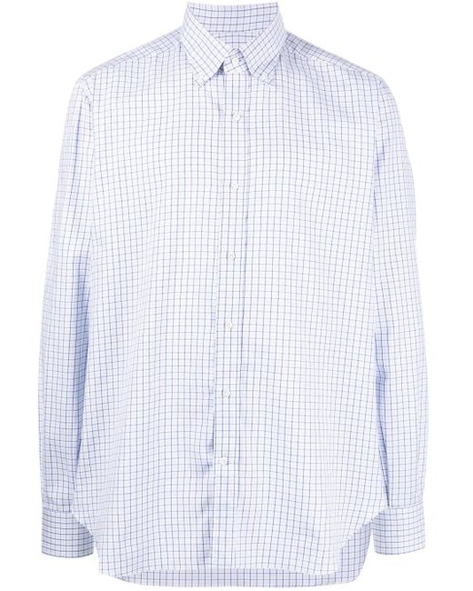 Luciano Barbera White Check-Print Button-Down Shirt for men