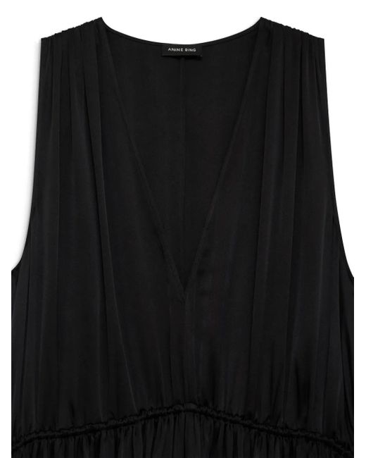 Anine Bing Black Mia Silk Maxi Dress