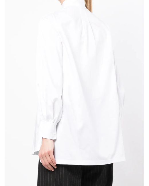 Shiatzy Chen White Cotton Mandarin-Collar Shirt