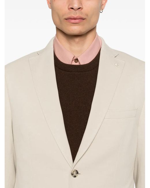 Manuel Ritz Natural Notched-Lapel Cotton Blazer for men