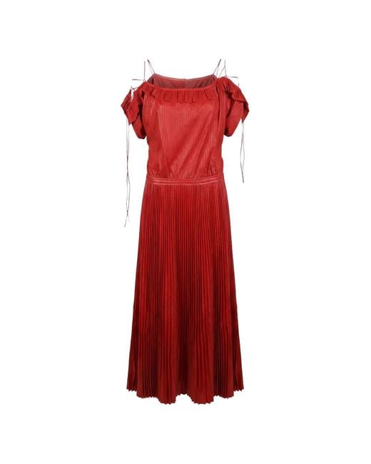 Valentino Garavani Red Pleated Midi Dress