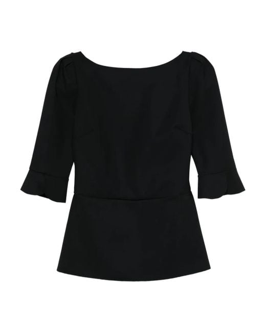 La Petite Robe Di Chiara Boni Black Boat Neck Blouse
