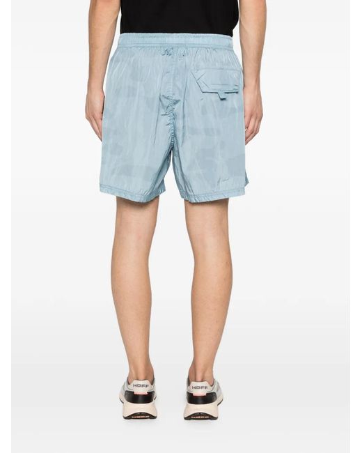 Stone Island Blue B100002 Water Reactive Faded Camo Shiny Nylon Shorts for men