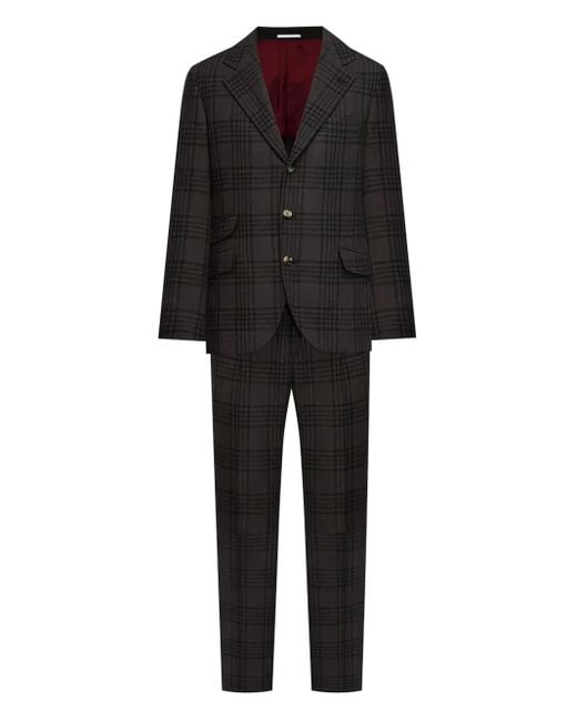 メンズ Brunello Cucinelli Single-breasted Plaid Suit Black