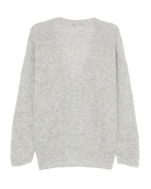 Haikure White Ribbed Buttoned Cardigan