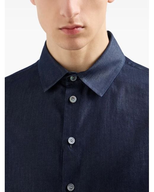 Giorgio Armani Blue Cotton Shirt for men
