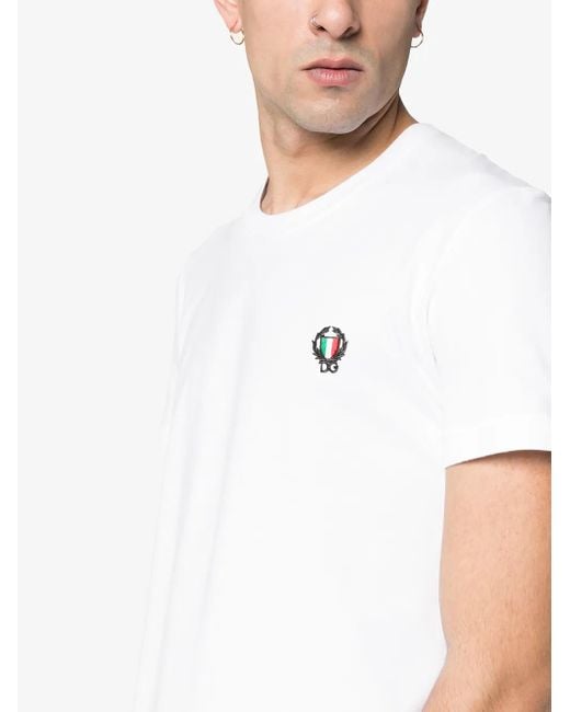 Dolce & Gabbana White Embroidered T-Shirt for men