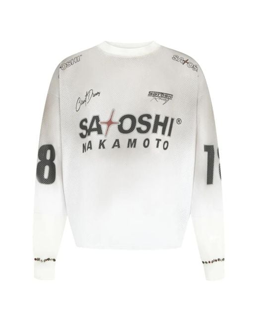 Satoshi Nakamoto White Logo-Print Sweatshirt for men