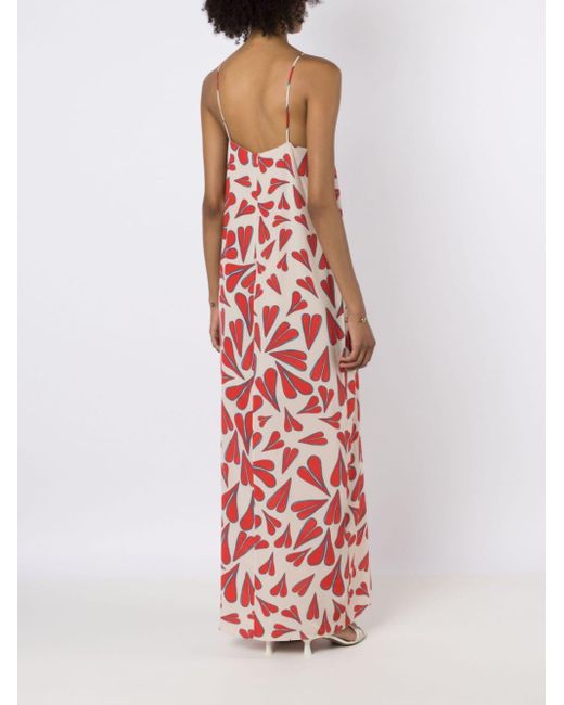 Adriana Degreas Red Heart-print Long-length Dress