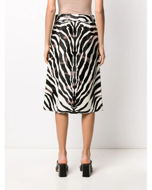 Tod's Black Zebra Print Calf Hair Skirt