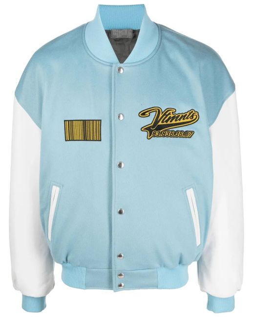 VTMNTS Blue Embroidered Logo Bomber Jacket
