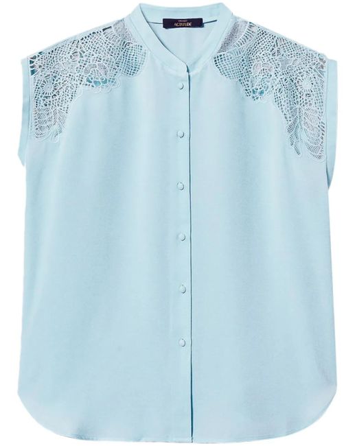 Twinset レースパネル ブラウス Blue