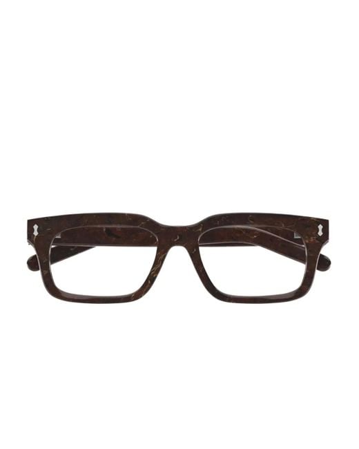 Gucci Brown Tortoiseshell-Effect Rectangle-Frame Glasses
