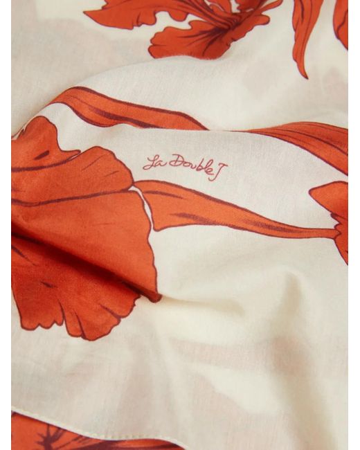 LaDoubleJ Red Graphic-Print Pareo