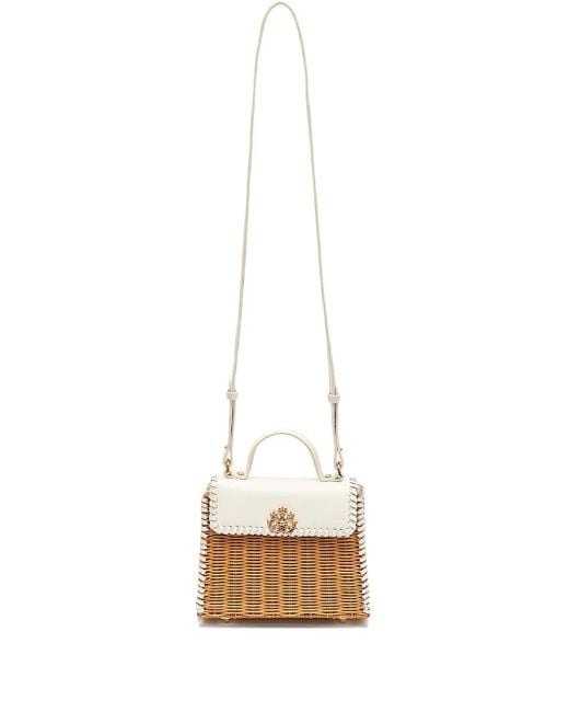 Selene top handle woven shoulder bag Isla de color White