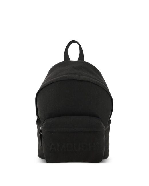 Ambush Black Embossed-Logo Backpack for men