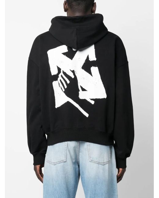 Off-White c/o Virgil Abloh Black Hand Arrow Boxy Hooded Sweatshirt for men