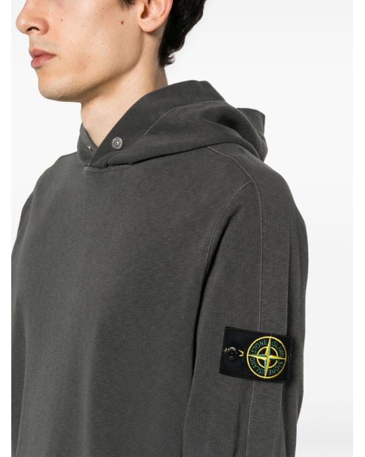 Stone Island Gray Old Treatment Cotton Hoodie for men