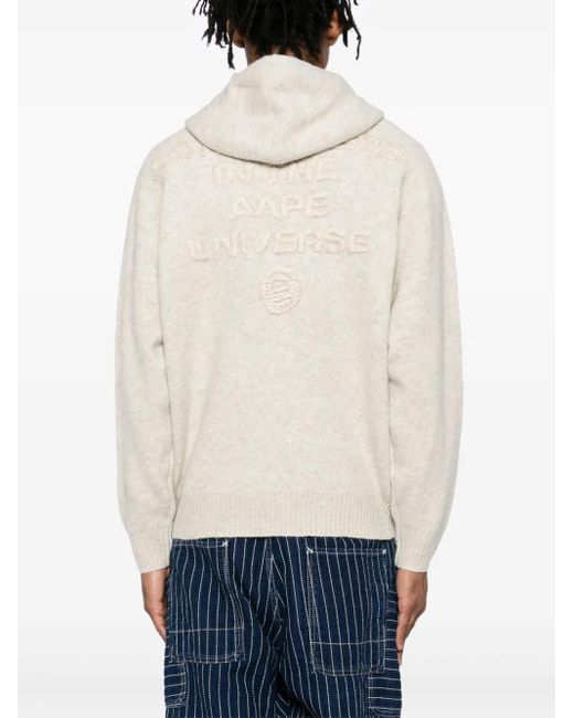 Aape By A Bathing Ape Natural Moonface-Logo Zip-Up Cardigan for men