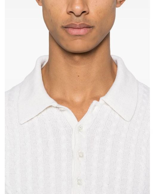 Thom Browne White 4-Bar Cashmere Polo Shirt for men