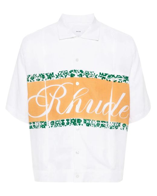 Rhude White Logo-Print Mini Shirt for men