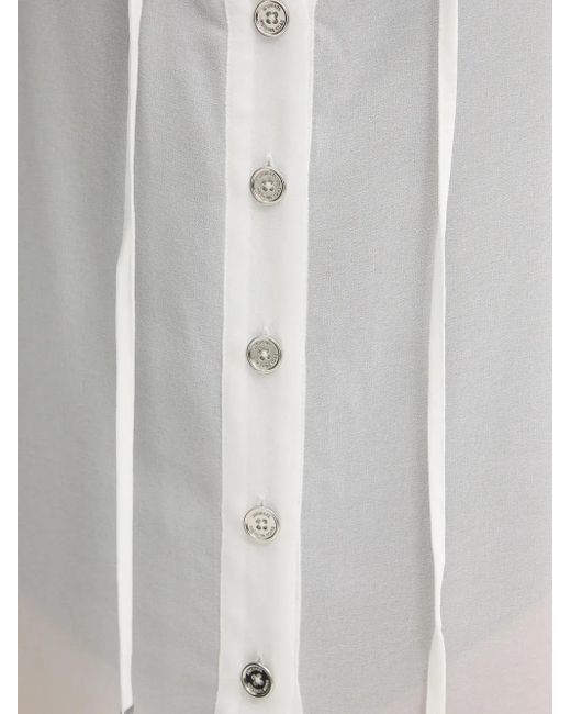 MICHAEL Michael Kors White Button-Front Tie-Neck Top