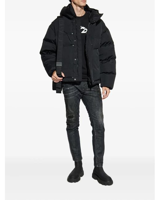 DSquared² Blue Hooded Puffer Jacket for men