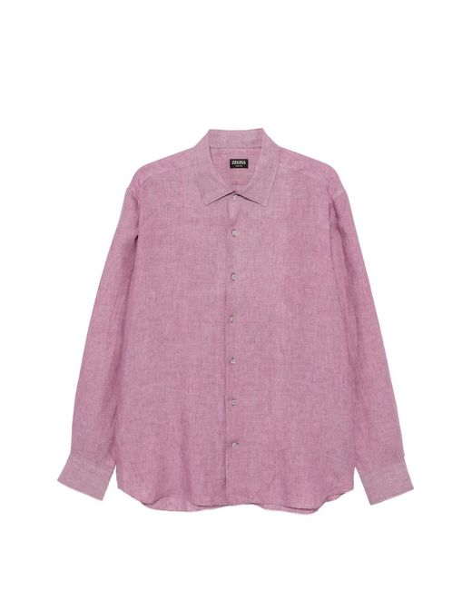 Zegna Pink Linen Shirt for men