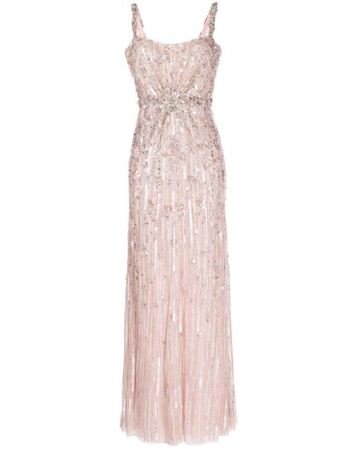 Jenny Packham Pink Bright Gem Sequin Gown