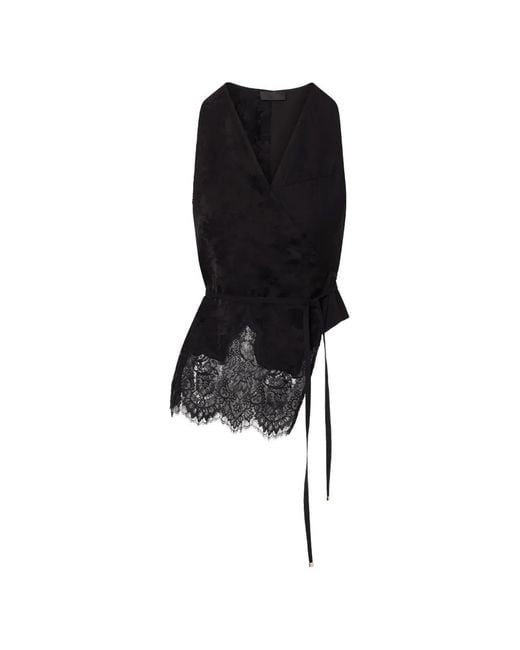 Liu Jo Black Jacquard Top With Lace Details