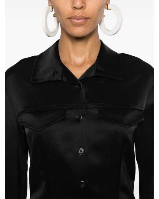 Nanushka Black Gitta Satin Shirt