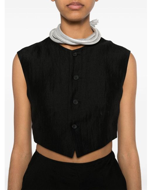 Yohji Yamamoto Black Detachable-collar Twill Vest