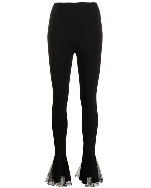 Nensi Dojaka Black Tulle-Detail Flared Trousers