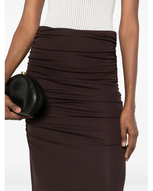 Elisabetta Franchi Brown Ruched Skirt
