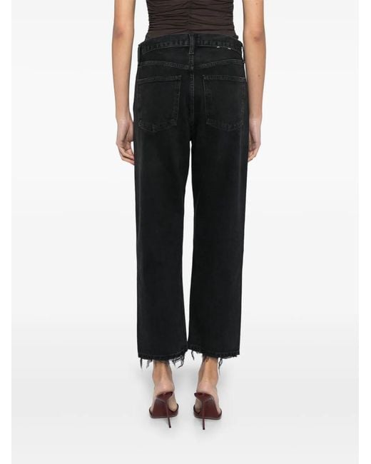 Agolde Black Distressed Cropped Jeans