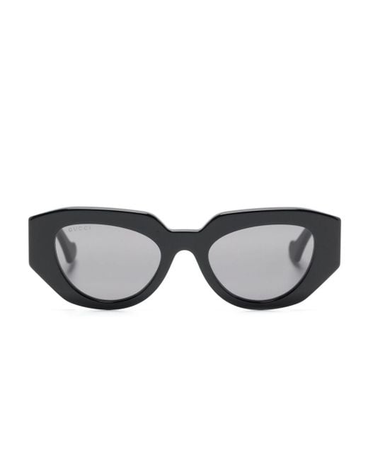 Gucci Black Gene GG Oval-frame Sunglasses