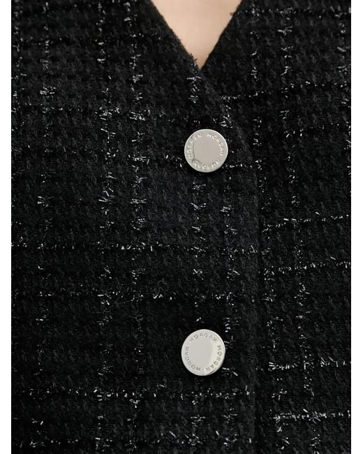 Morgan Black Button V-Neck Top