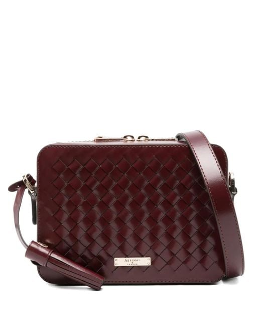 Aspinal Purple Camera Woven Mini Crossbody Bag