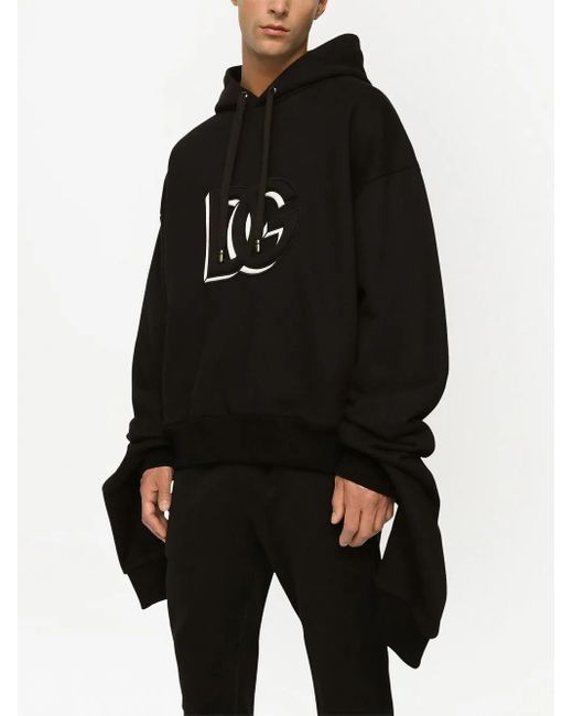 Dolce & Gabbana Black Logo-Print Hoodie for men