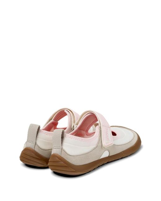 Camper White Peu Path Touch-Strap Ballet Flats