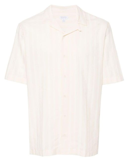Sunspel Hemd mit Streifenstickerei in White für Herren