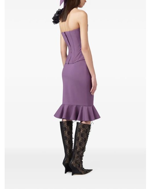GIUSEPPE DI MORABITO Purple Ruffled-Trim Midi Skirt