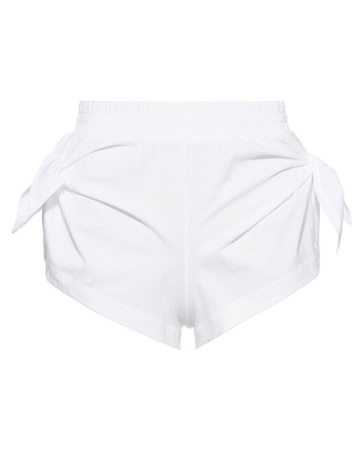 Miu Miu Side-tie Logo Shorts in White | Lyst