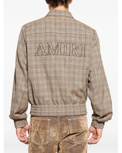 Amiri Natural Check-Pattern Embroidered-Logo Jacket for men