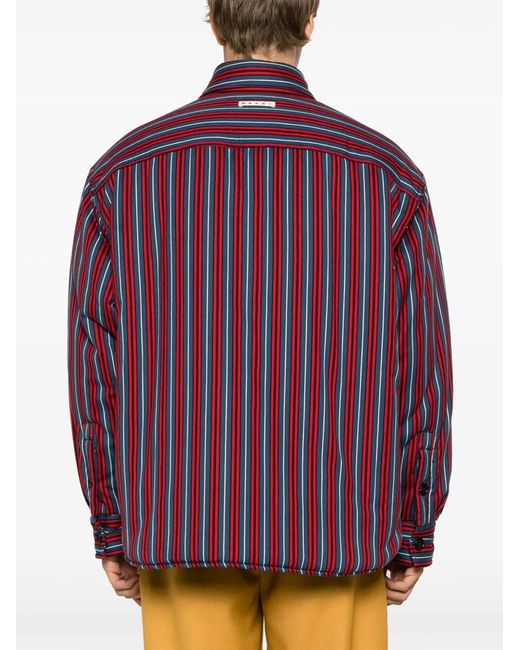 Marni Red Striped Cotton Shirt Jacket for men