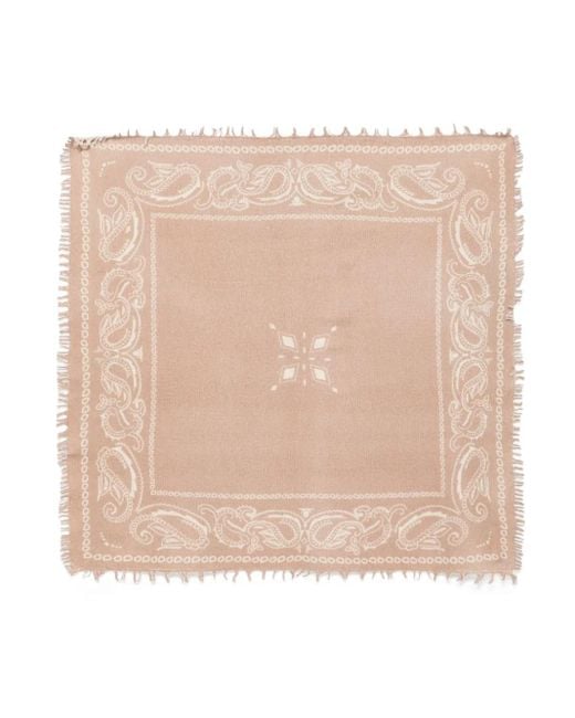 Liska Natural Tuch Paisley-Print Frayed-Edge Scarf